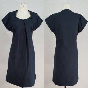 Walter Voulaz Italy Womens It 42 US 6 Shift Dress Black Corpcore Minimal Career